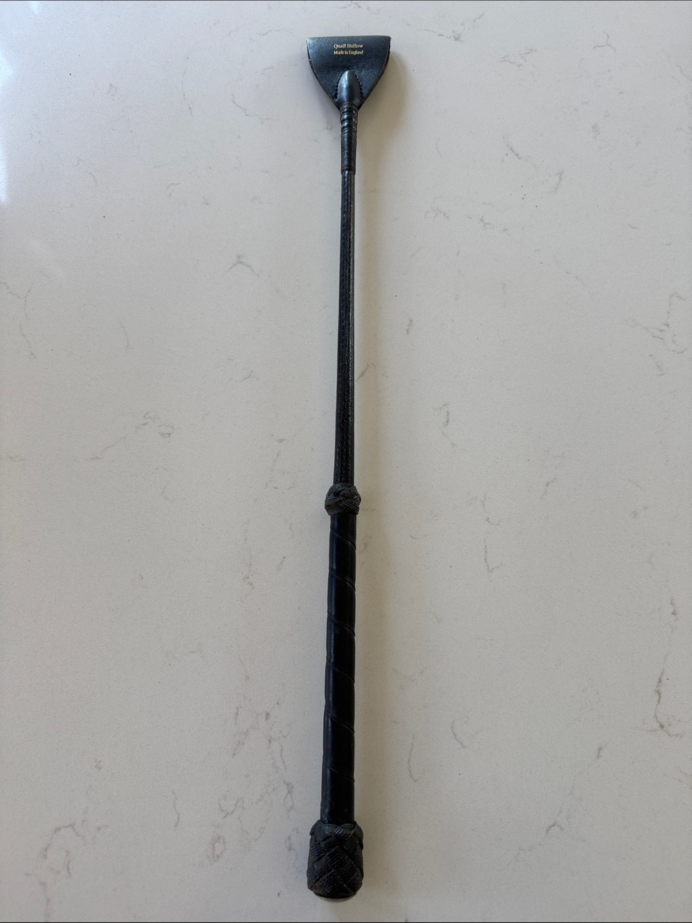 Quail Hollow Black Leather Riding Crop - 20" Made in England